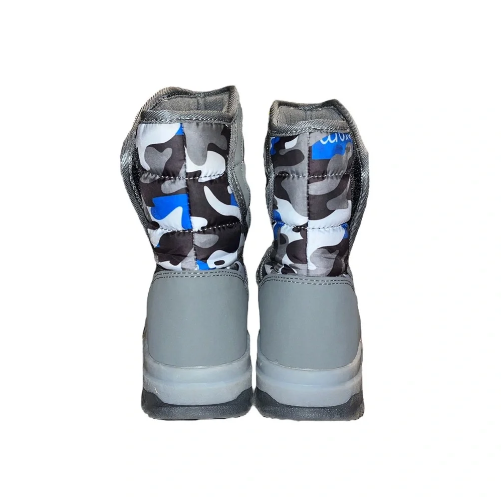 Hobibear Kids Blue & Gray Camo Winter Boots